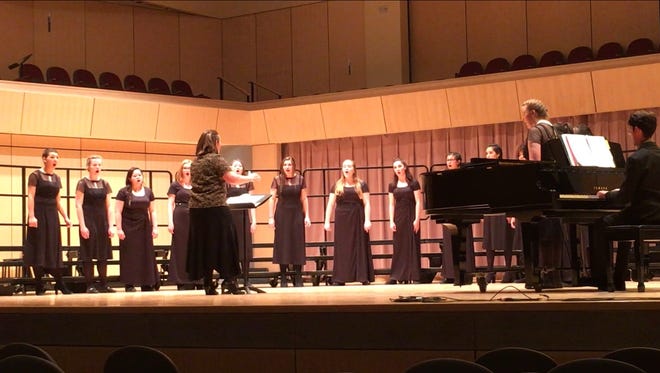 Members of Farmington High School's Poison Ivy choir perform at the New Mexico Activities Association state choir competition on April 13-14 in Rio Rancho.