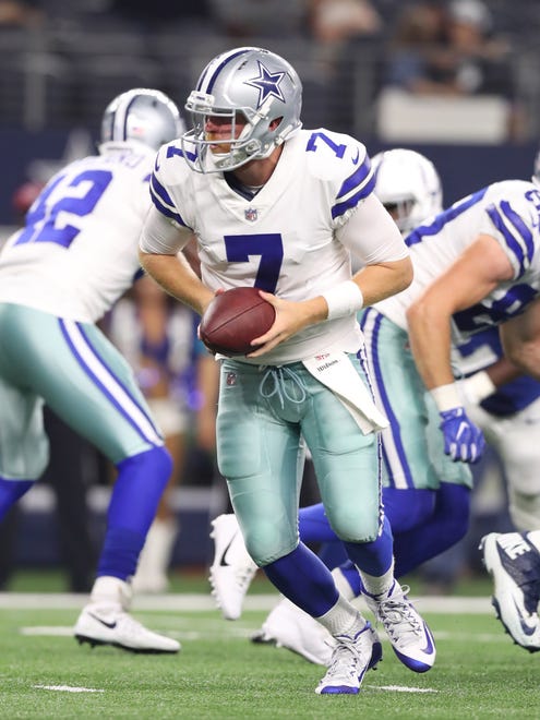 Dallas Cowboys quarterback Cooper Rush (7) in action during the game against Indianapolis Colts at AT&T Stadium.
