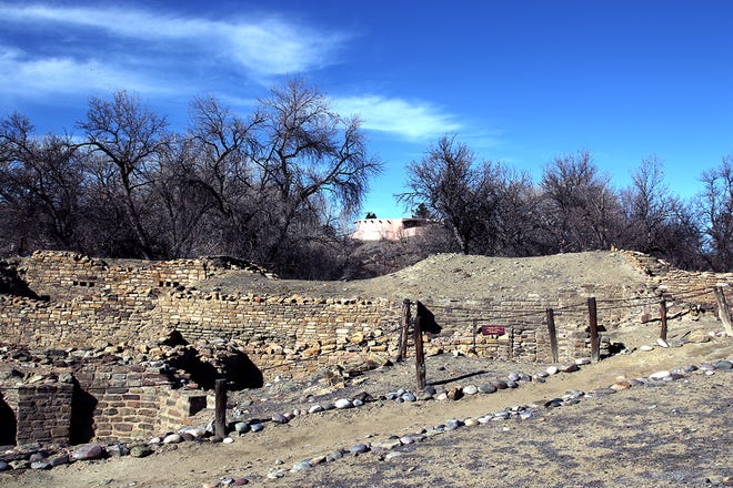 The Salmon Ruins Museum sits on a hill above the ruins of the Salmon Pueblo.