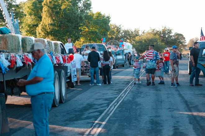 Floats are prepared for the annual Las Cruces Electric Light Parade near Apodaca Park on Wednesday, June 3, 2019.