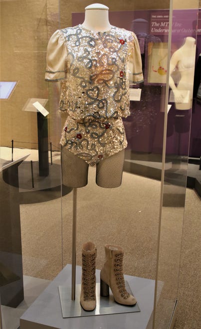 This sequined hot pants ensemble worn by Lady Gaga in 2017 is part of the "Inside Out" exhibition at the Farmington Museum at Gateway Park.