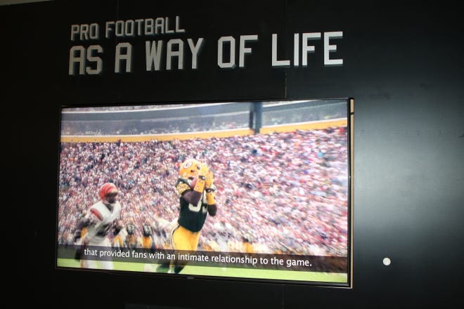 The "Pro Football as a Way of Life" display in the "Gridiron Glory" exhibition examines the football lifestyle.