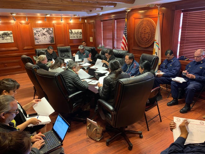 The Navajo Nation COVID-19 Preparedness Team meets on Feb. 28 at the Office of the President and Vice President in Window Rock, Arizona.