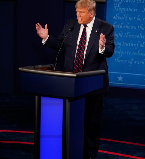 President Donald Trump speaks during the first presidential debate against Democratic presidential candidate former Vice President Joe Biden.