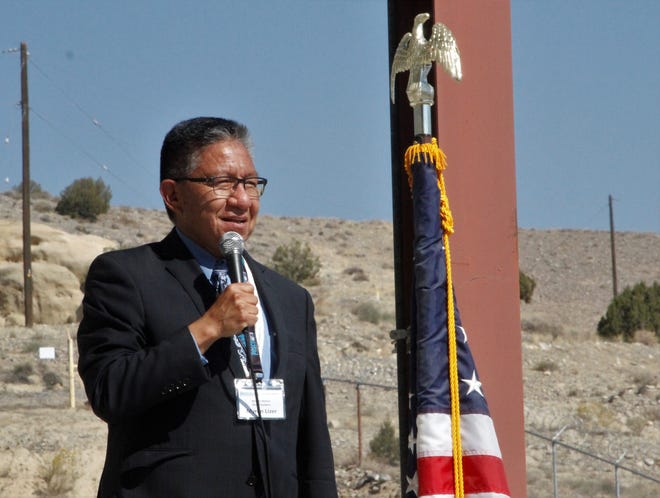 Navajo Nation Vice President Myron Lizer talks, Thursday, Oct. 8, 2020, at PESCO Inc. in Farmington.