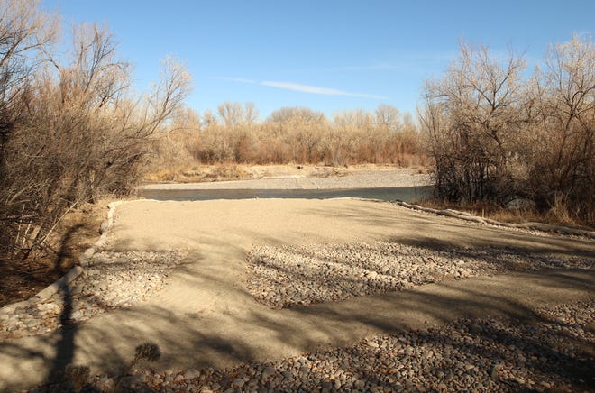 One of the fishing spots on the new recreational trail that goes alongside the San Juan River is seen on Dec. 9, 2020 in Nenahnezad.