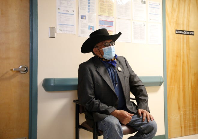 Navajo Nation Council Delegate Eugene Tso waits to receive the Pfizer-BioNTech COVID-19 vaccine on Dec. 31, 2020 at Gallup Indian Medical Center in Gallup.